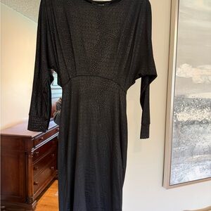 Guess Textured Black Long Sleeve Dress